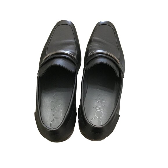 CALVIN KLEIN -BLACK MENS SLIP ON LEATHER UPPER DRESS SHOES SIZE 11